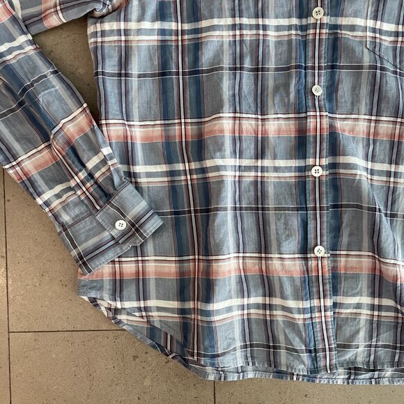 Theory Kenola Audrey Cotton Blue/White Plaid Shirt Blouse-Med/Large - Picture 2 of 8